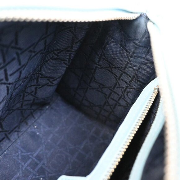 CHRISTIAN DIOR Logo Lady Cannage 2Way Shoulder Hand Bag Leather Blue - Picture 12 of 14